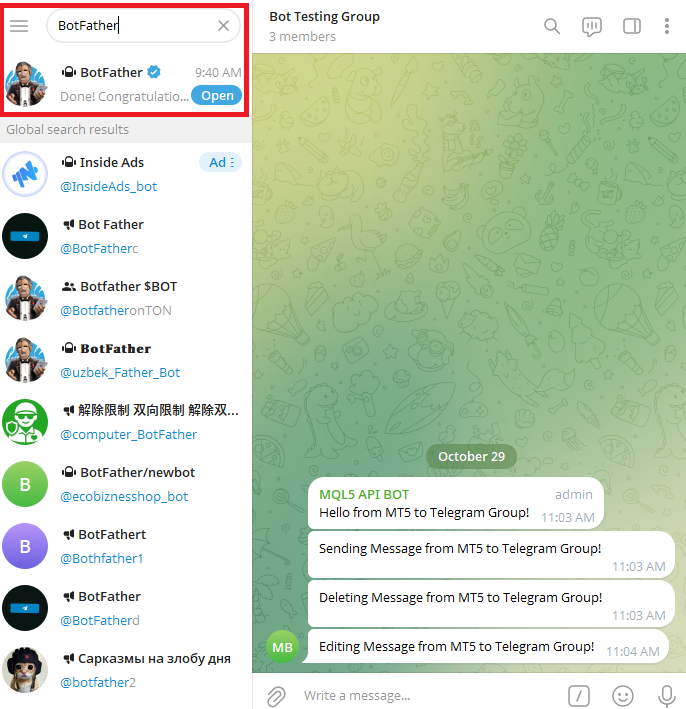 Figure 4. Search BotFather Figure 4. Search BotFather