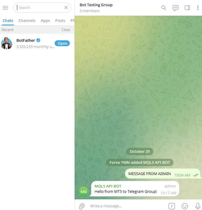 Figure 19. MetaTrader 5 to Telegram Figure 19. MT5 to Telegram