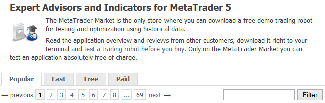 Fig.2. Search tools in the category section