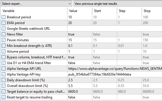Input settings Input settings