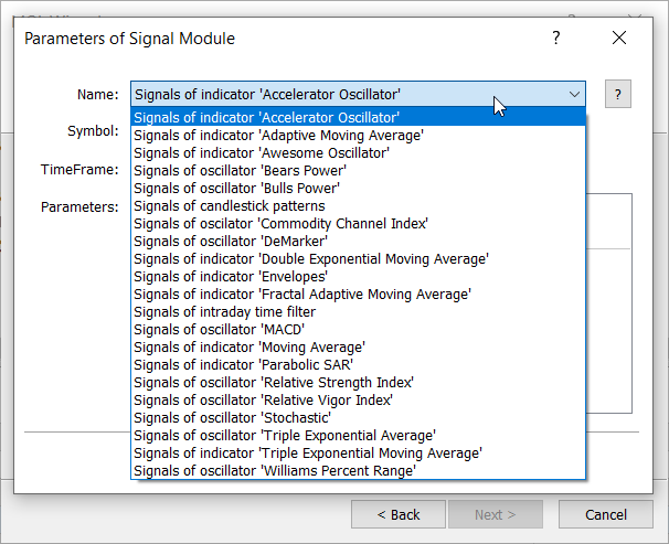 List of available signal List of available signal