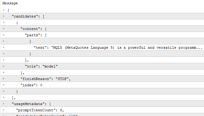 Figure 2. Server's Response