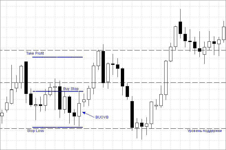 Рис. 3. Установка ордера Buy Stop и стоп-приказов 