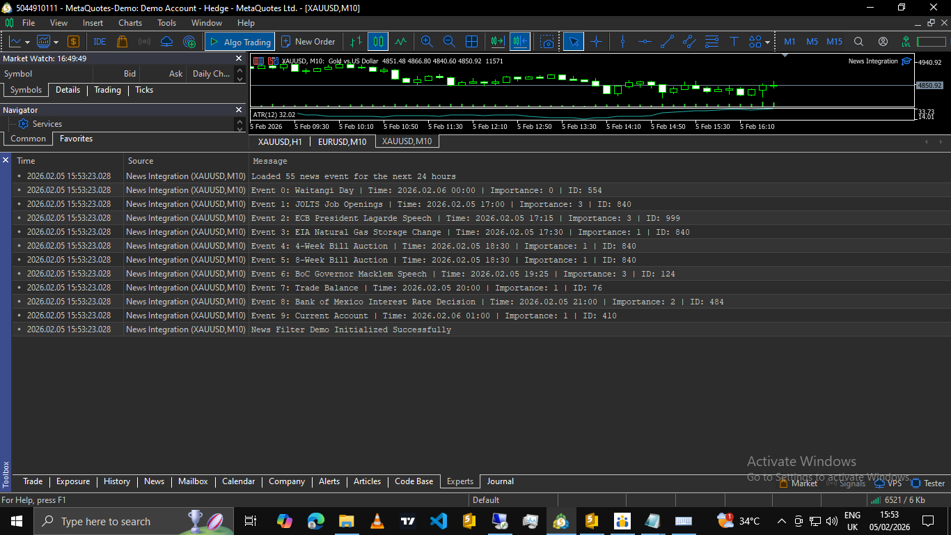 Example of Loaded/Cached upcoming News event in experts Example of Loaded/Cached upcoming News event in experts