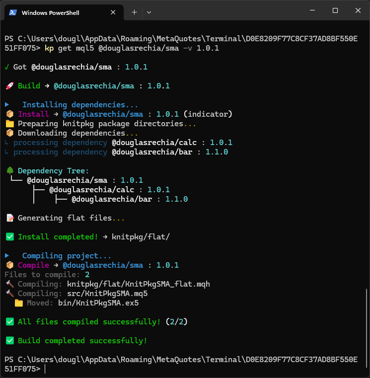 Terminal after sma get