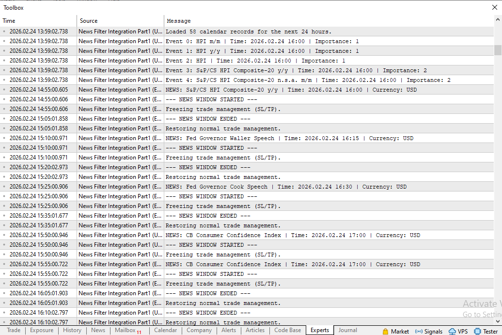 Print statements during a news window Print statements during a news window