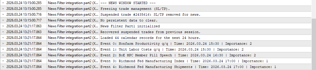 Expert log showing SL/TP suspension Expert log showing SL/TP suspension