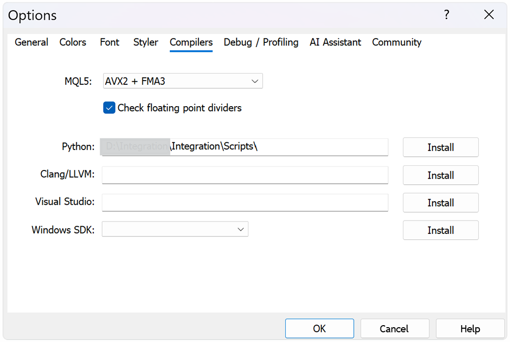 Путь к интерпритару Python