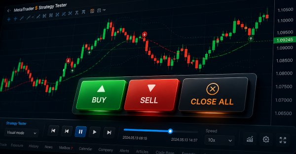 Manual Backtesting with On-Chart Buttons in the MetaTrader 5 Strategy Tester