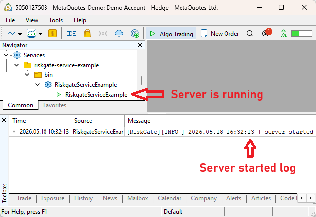 RiskGate server running RiskGate server running