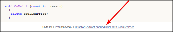 Code snippet caption with a link to the corresponding Git commit Code snippet caption with a link to the corresponding Git commit