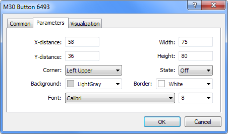 Fig. 1. The settings window of the button graphical object.