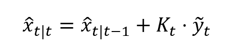 Image showing the equation for Posterior state estimate Image showing the equation for Posterior state estimate
