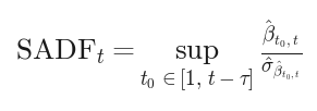 SADF_t supremum formula SADF_t supremum formula