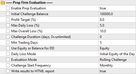 Prop Firm Evaluation Input Prop Firm Evaluation Input