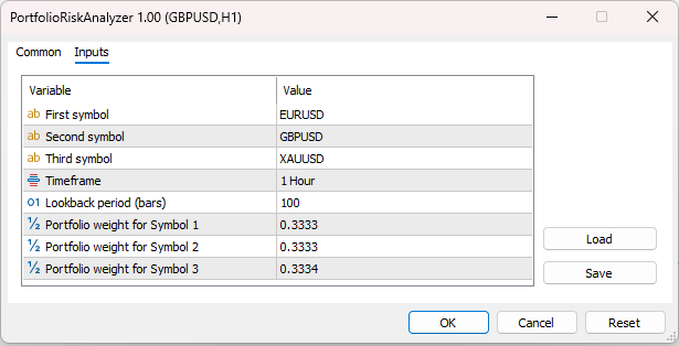 Script input dialog Script input dialog