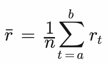 Formula 6 - Arithmetic Mean of Returns (Step 1) Formula 6 - Arithmetic Mean of Returns (Step 1)