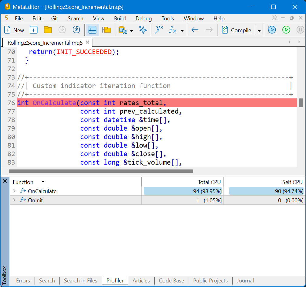 Incremental profile with the two helper functions absent and tiny totals Incremental profile with the two helper functions absent and tiny totals