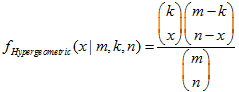 Функция вероятности гипергеометрического распределения