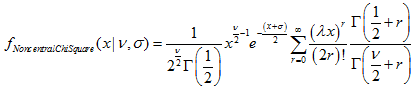 Функция плотности нецентрального распределения хи-квадрат