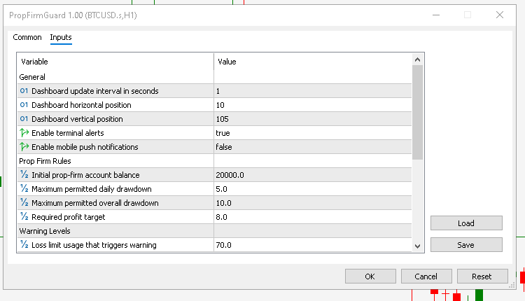 EA Launch Wizard showing user-configurable input parameters