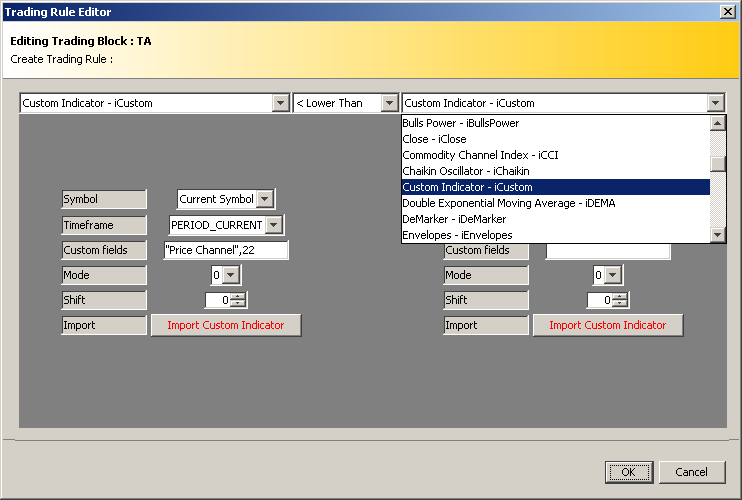 Fig. 14. Editing a trading condition