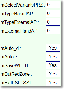 Parameters for a choice of types of tags