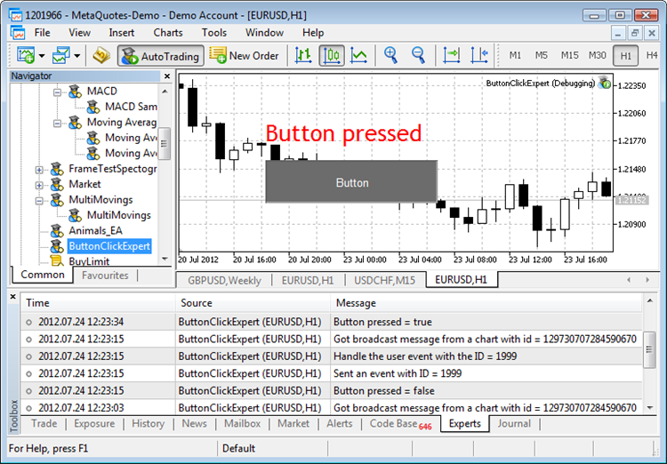 Un semplice esempio di gestione degli eventi nel programma MQL5