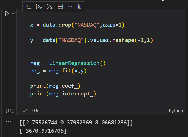 Результат множественной матричной регрессии в Python