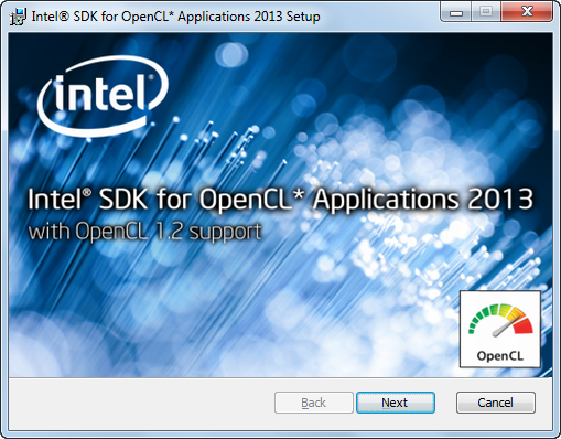 Dib. 1.4. Comienzo de la instalación de Intel SDK para OpenCL.