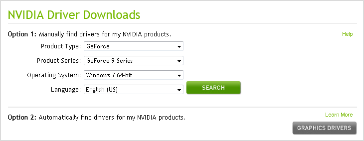Dib. 3.1. Página de descarga del driver de NVidia.
