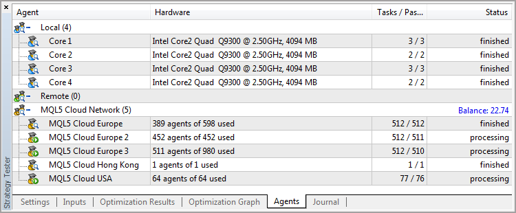 Tam parametre araması sonrasında MQL5 Cloud Network aracılarını kullanma