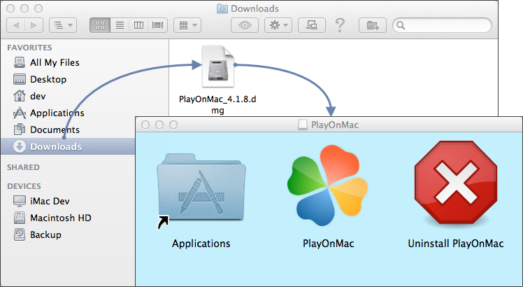 Launching PlayOnMac インストールの開始