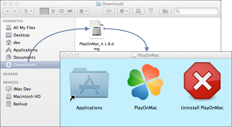 Avvio dell'installazione di PlayOnMac 