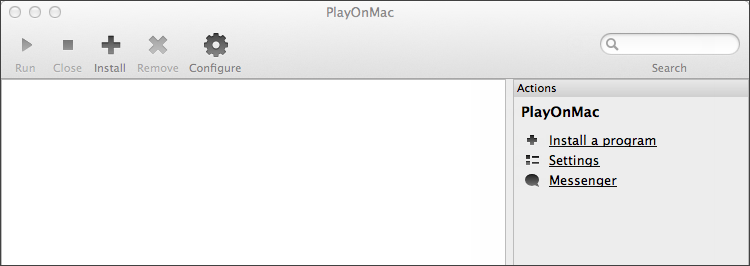 Fenêtre principale de PlayOnMac