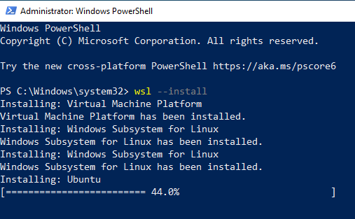 wsl install command on Power Shell