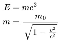 Формулы энергии и релятивистского расширения массы от Эйнштейна