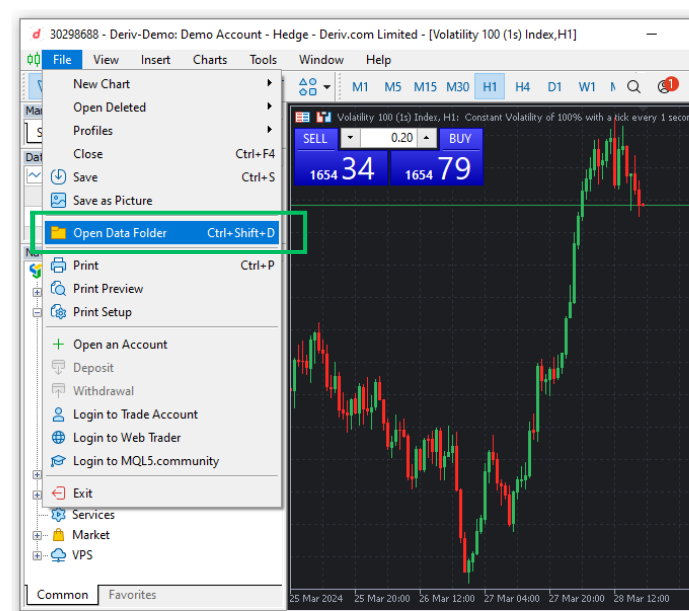 Open MT5 Data Folder