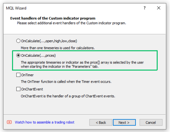 Creating a new custom indicator with the MQL5 Wizard