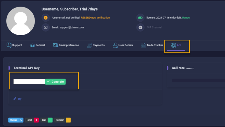 Ziwox API generate