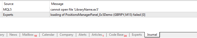 can not open EX5 library file error