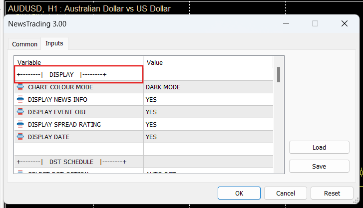 Display Input Options