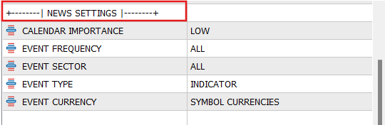 NEWS SETTINGS Input Options