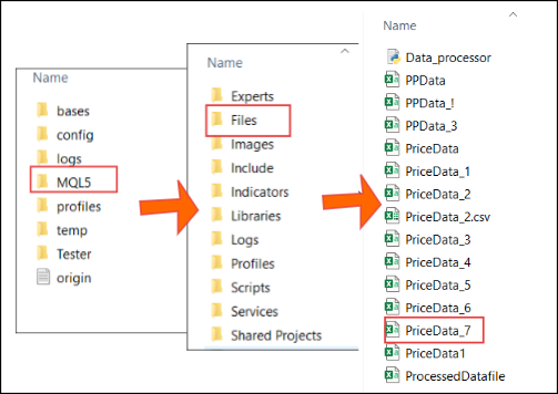 Navigate to the exported files