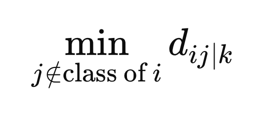 Minimum distance among dissimilar classed samples