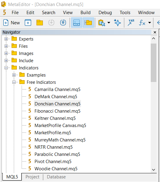 Donchian Channels in MetaEditor