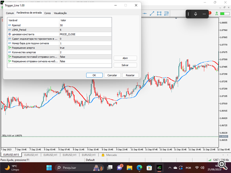 configuração indicador 