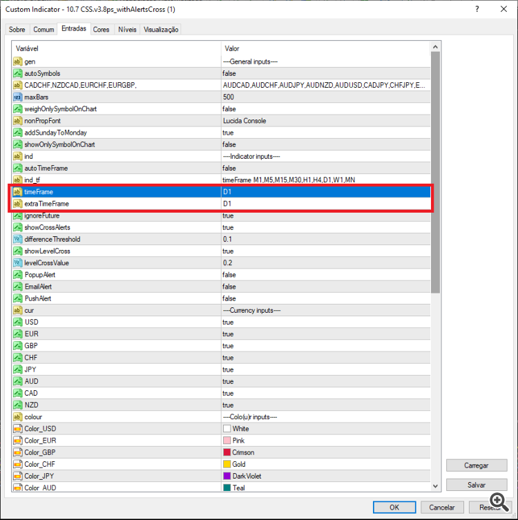 extra time parametros