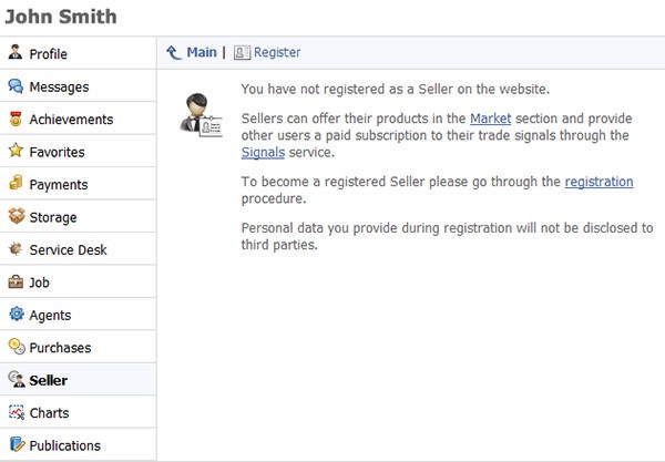 Registration as a Seller