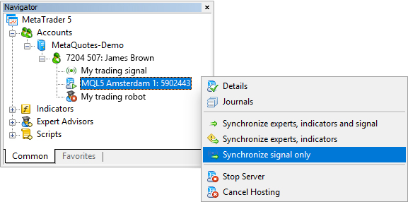 To start a subscription to a trading signal on the virtual platform, synchronize it with the desktop